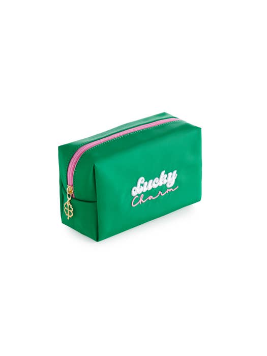 "LUCKY CHARM" SMALL ZIP POUCH: GREEN