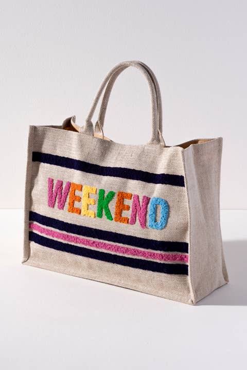 "WEEKEND" BEACH BAG, NATURAL