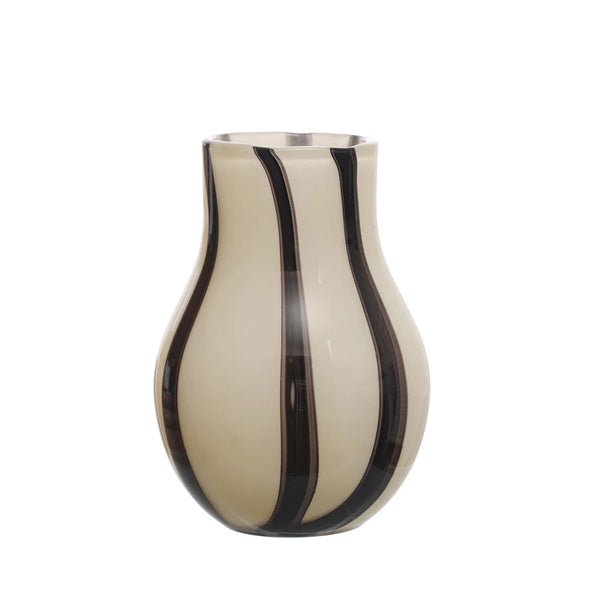 Black & White Striped Glass Vase