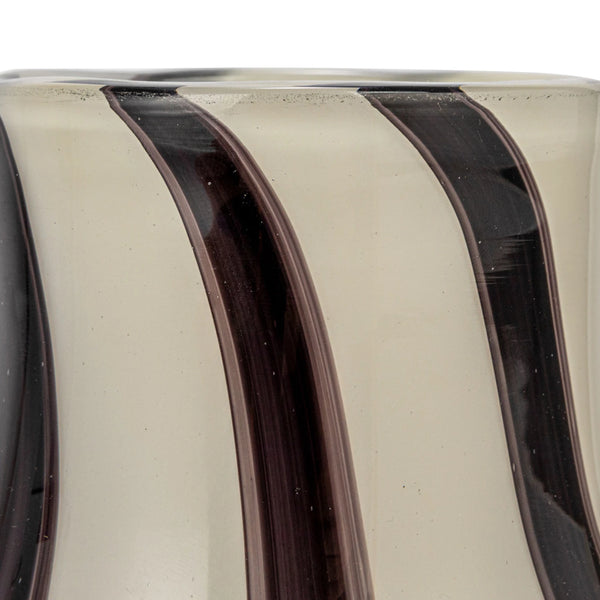 Black & White Striped Glass Vase