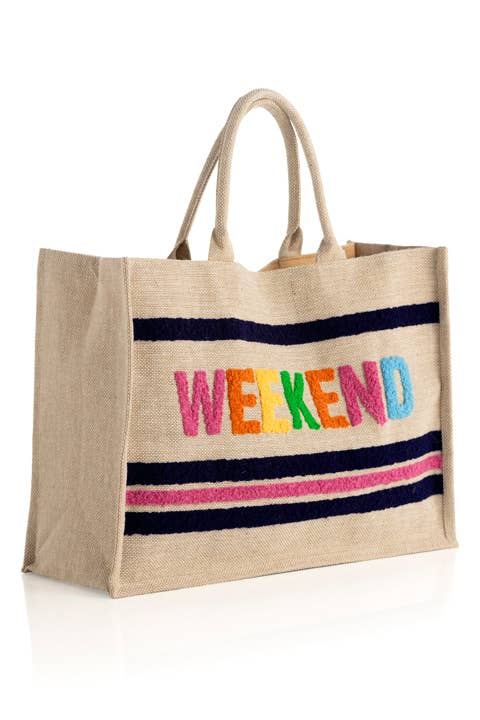 "WEEKEND" BEACH BAG, NATURAL