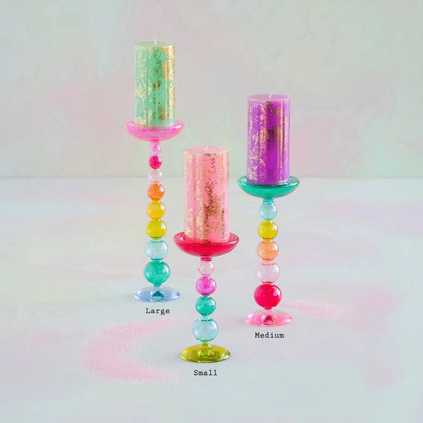 Rainbow Finial Pillar Candle Holder - Large