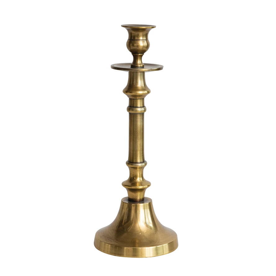 Round x 11H Cast Aluminum Taper Holder, Antique Brass Finish – Cordially